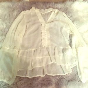 H&M Ivory white chiffon blouse